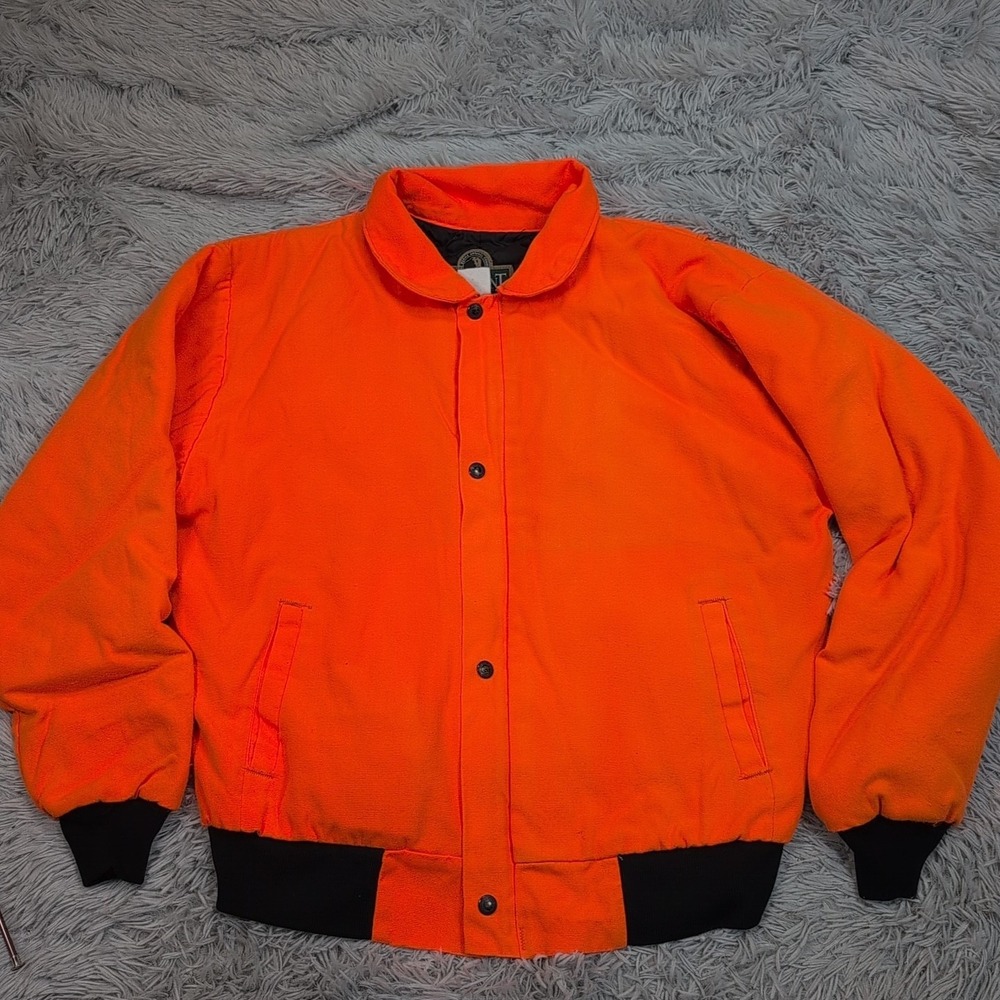 Vintage Gunflint Jacket Mens L Blaze Orange Hunting Pockets Zip Up Outdoors‎